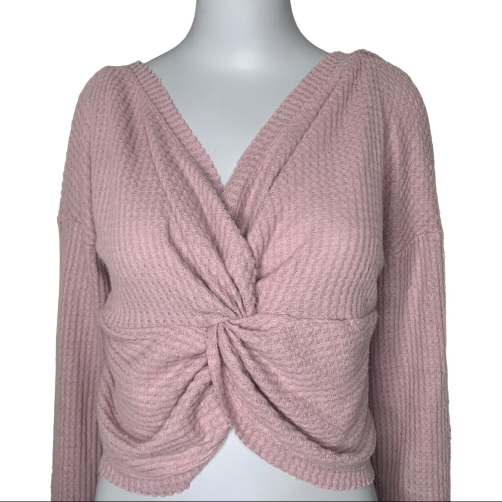 URBAN OUTFITTERS Out From Under Olivia Twist Front Cropped Top Textured Knit M - Picture 7 of 16